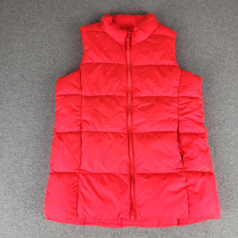 Old Navy Frost Free Puffer Vest Red Girls XL 14 Fleece Lined Quilted Sleeveless